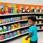 **

"A bright and cheerful scene of children happily browsing colorful Tinipining merchandise in a well-organized store. The shelves are stocked with plush toys, action figures, and clothing featuring Tinipining characters. The children are fully clothed in modest attire, smiling and engaged with the products. Background includes clear signage and displays. Safe for work, appropriate content, family-friendly, professional photography, perfect anatomy, natural proportions."

**