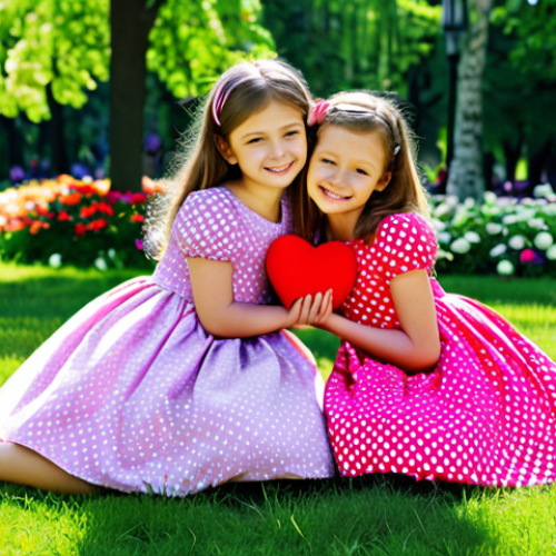 Home 16 티니핑 공식 잡지 인터뷰 내용 - Heartping and Friendship**
"Two young girls, fully clothed in modest, colorful dresses, are hugging...