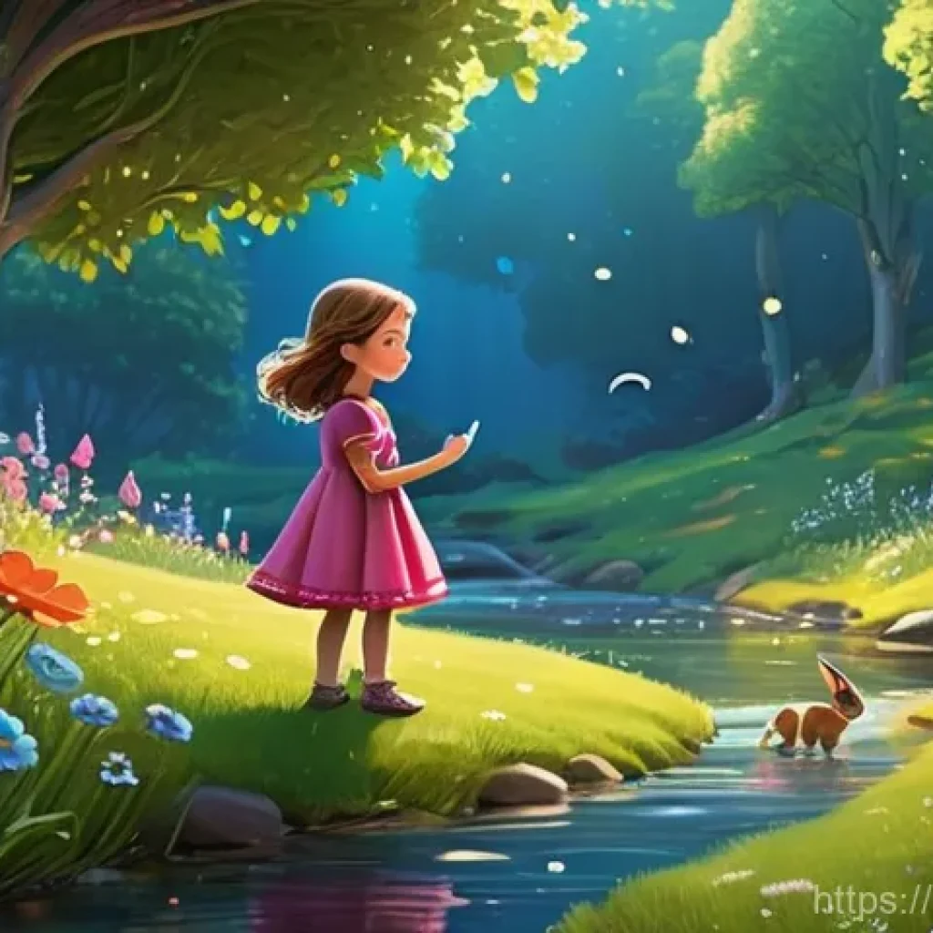 티니핑 제작진의 다음 작품 - **Prompt:** A whimsical and enchanting scene featuring a kind-hearted young girl, around 8 years old...